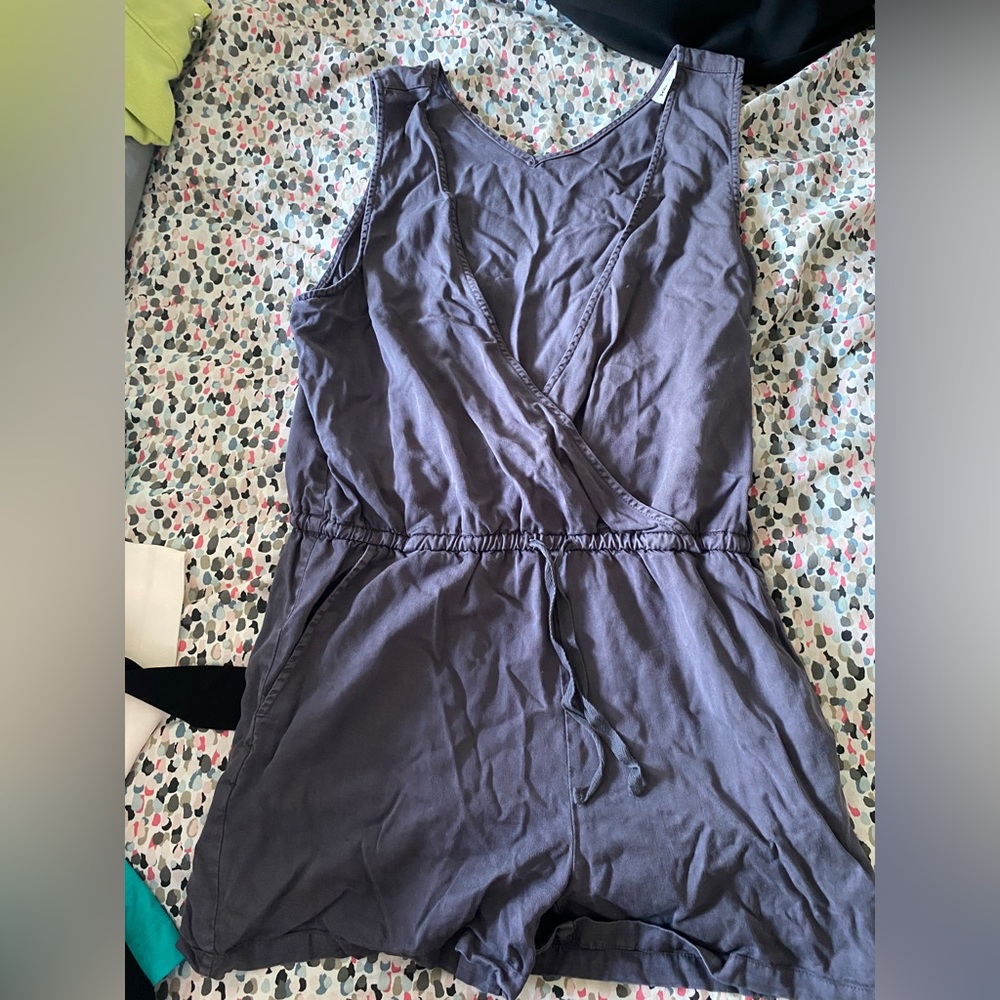 tentree Purple Wrap-Front Sleeveless Romper